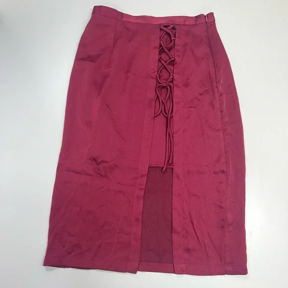 krisa Layered Lace Up Pencil Skirt in Cranberry REVOLVE NEW With Tags Size XS - Picture 7 of 10